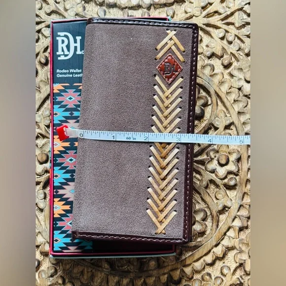 Red Dirt Hat Co Rodeo Wallet Brown Tan Leather Suede - Picture 4 of 9